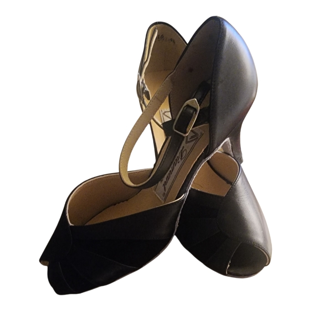 Diamant Women's Black Leather Dance Ballroom Shoes UK Size 4.5 US 7 NIB